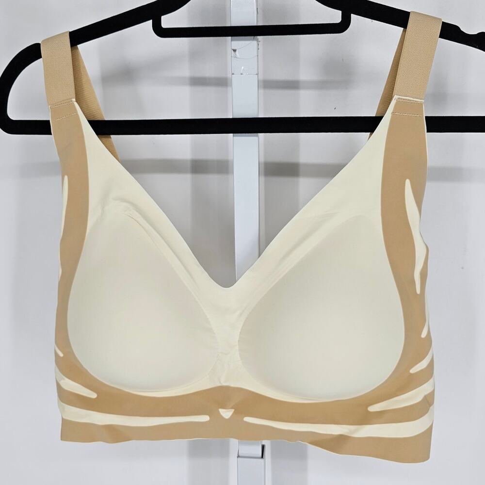 Womens Sz 5XL Wire Free Ultra Soft T Shirt Bra Full Figure Cream Tan